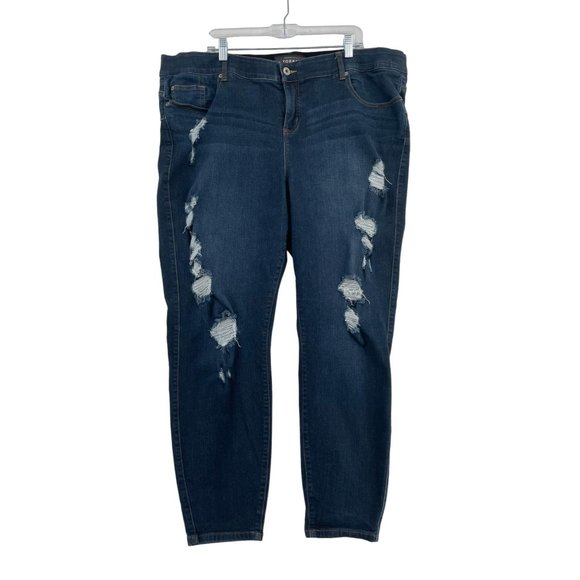 Torrid Bombshell Skinny‎ Jeans Women's Size 26R Blue Dark Wash Denim Distressed - Picture 1 of 6